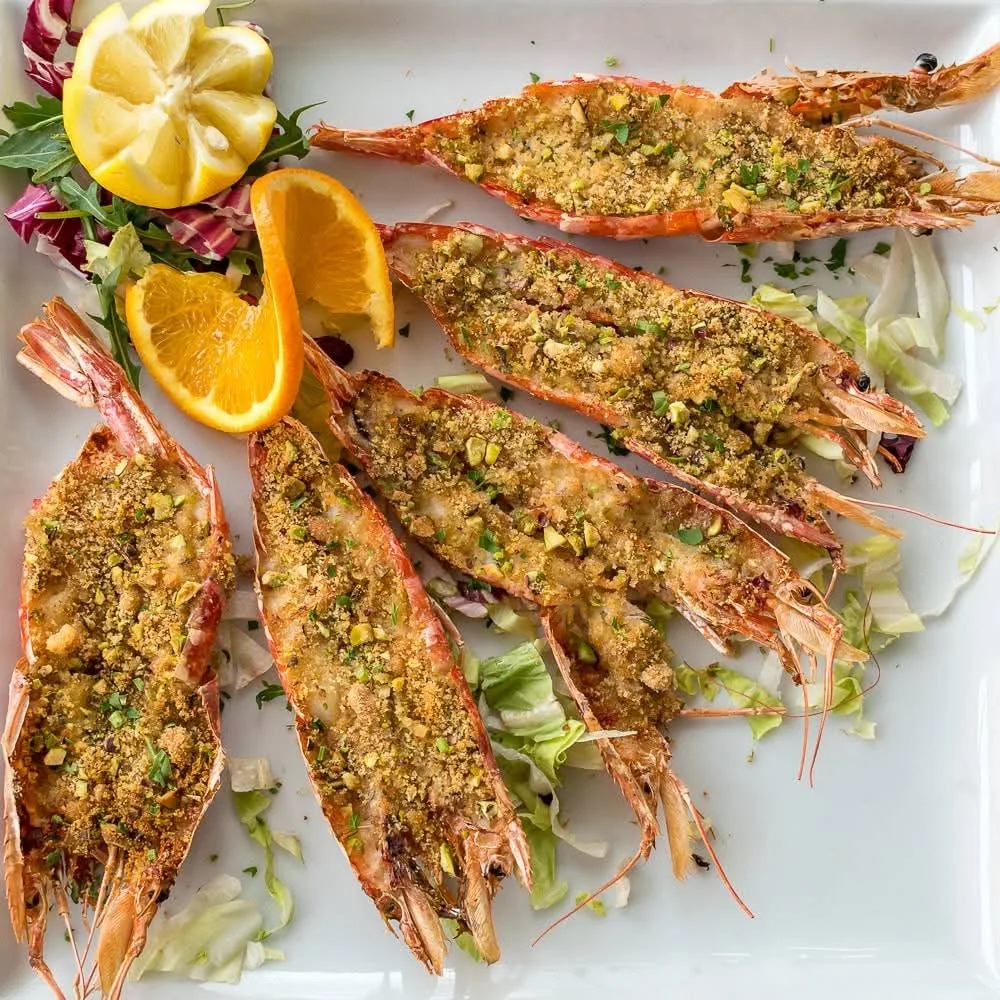 Gamberoni gratinati al forno con limone